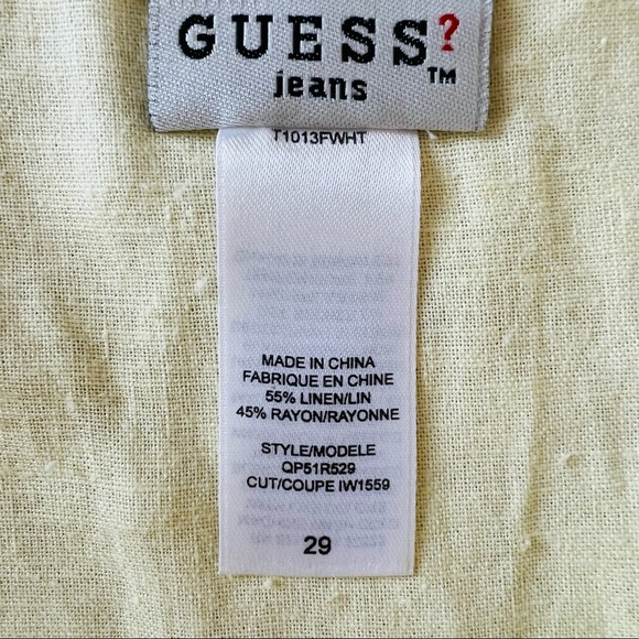 Guess jeans linen blend yellow ruffle wrap mini skirt - Picture 5 of 5